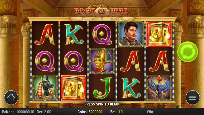 Book of Dead by Play'n GO: 5x3 grid with an Ancient Egypt theme